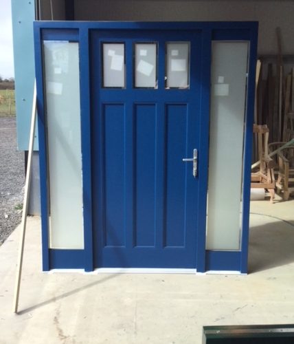 Blue Wooden Door in a Workshop